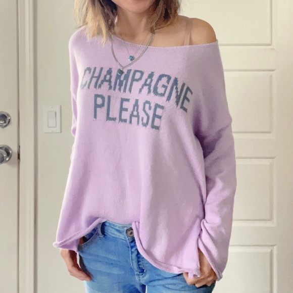 Cozy Champagne Please Graphic Oversized Sweater Top - Picture 4 of 6